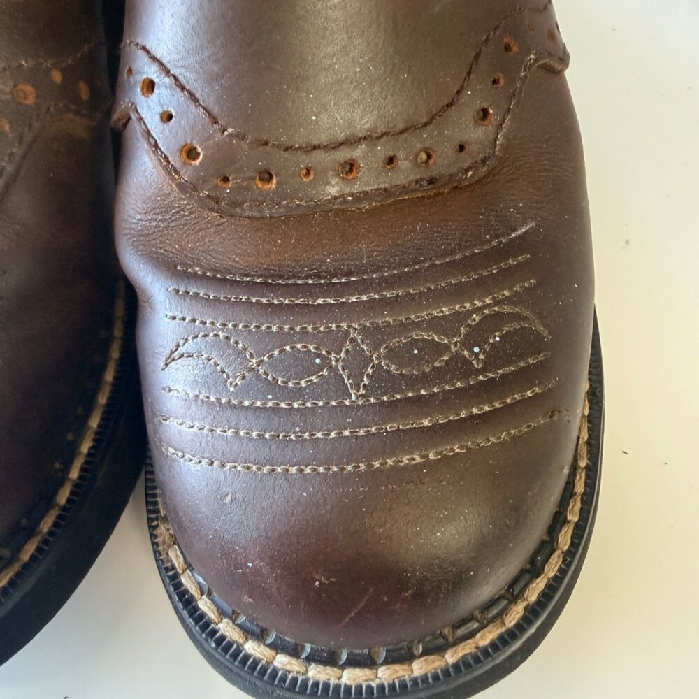 Justin Western Boots Womens 6.5B Brown Cowhide Leather Inji Aged Bark Western - Picture 8 of 15